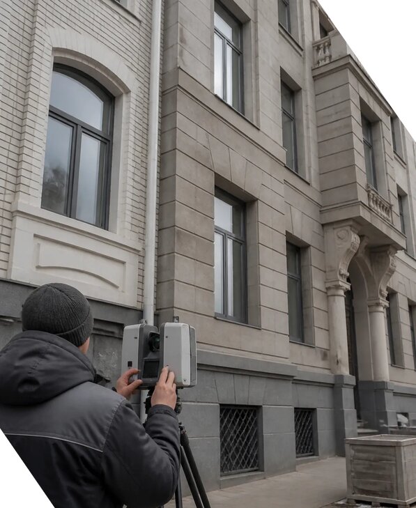 Лазерное сканирование фасадов зданий для обследования в Ухте